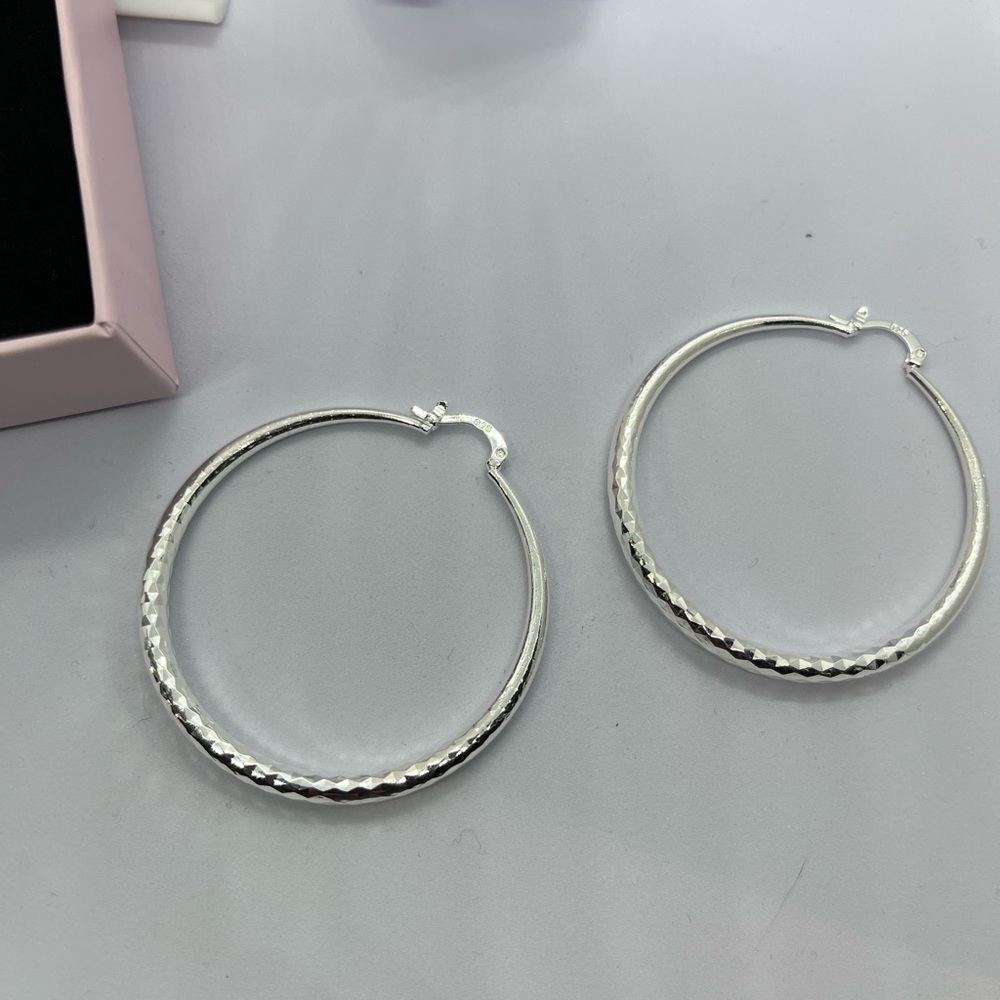 925 Sterling Silver large circle hoop Earrings